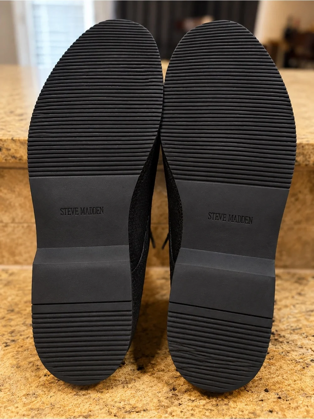Steve Madden Nevins Black Canvas Shoes with Tan Accents